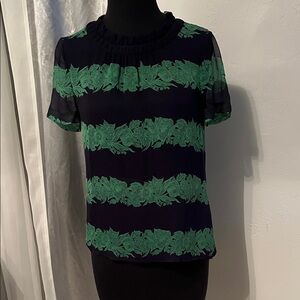 J. Crew Black and Green Floral Crop Top